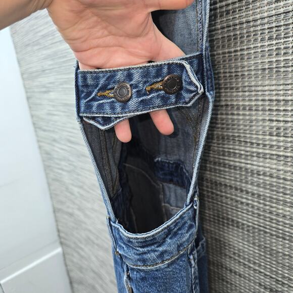 Topshop Denim Jumpsuit Womens 10 Side Cut-Out Bohemian Western Cowgirl Festival - Picture 5 of 9